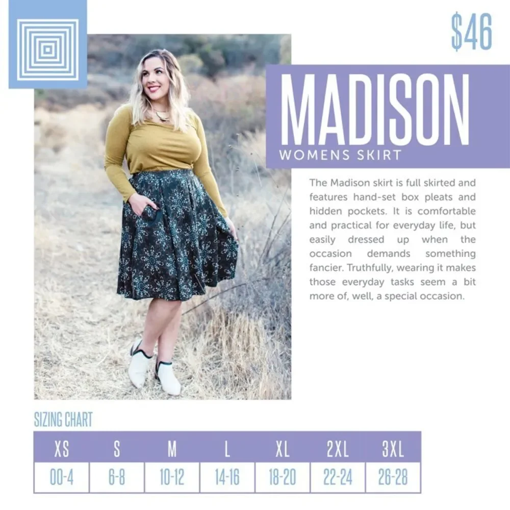 NWT Lularoe Madison Skirt - Roses
